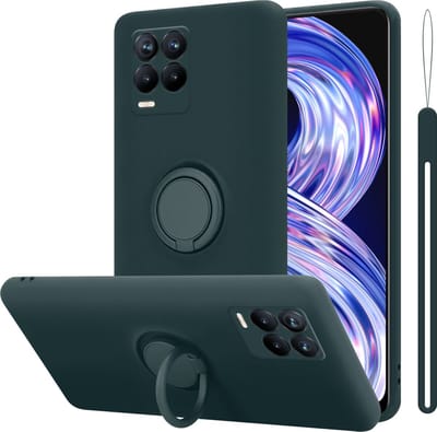 Cadorabo Hoesje geschikt voor Realme 8 4G / 8 PRO in LIQUID GROEN - Beschermhoes van flexibel TPU silicone Case Cover met ring