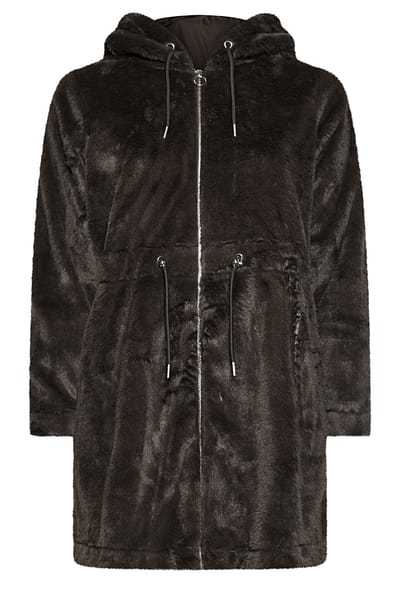 Yours Chocoladebruine Fleece Van Imitatiebont Size 42