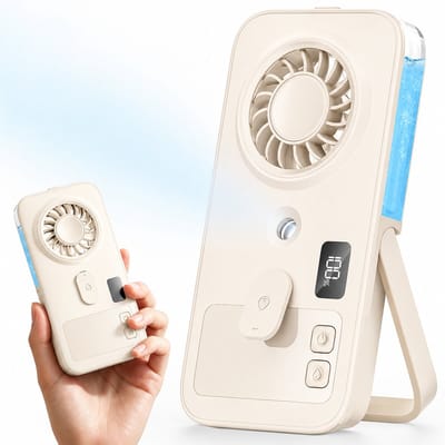 Sounix High-Speed Handventilator - Oplaadbare Handventilator - Mist Cooling Fan - Stille Air Cooler voor Thuis, Kantoor & Outdoor - Beige