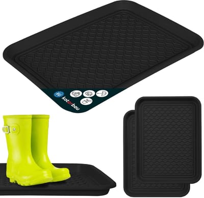 KOTARBAU® 2 stuks Schoenenlekbak, Lekbak Schoenen, Kunststof, 38 x 50 cm, Zwart, Schoenendruipbak, Schoenmat, Laarzen Afdruipmat, Schoenafdruipbak, Schoenenschaal, Lekbak voor Natte Schoenen