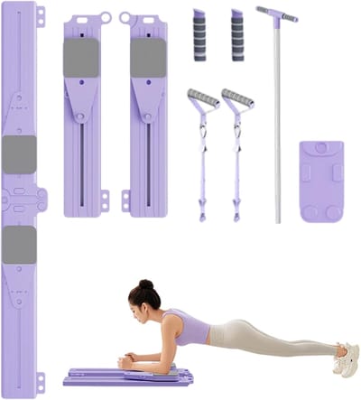 Opvouwbare Pilates Reformer - Fitness Apparaat - Spieropbouw Balans - Ruimtebesparend Ontwerp - 86x42x15cm