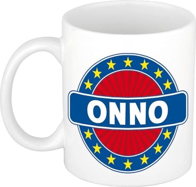 Bellatio Decorations - Onno voornaam - koffiemok - beker - wit/blauw - 300 ml - Cadeau - Heren - Collega - Vaderdag - Verjaardag
