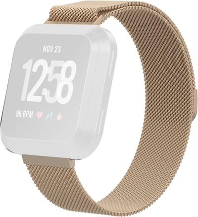 Milanees bandje - geschikt voor Fitbit Versa / Versa 2 - maat S/M - champagne
