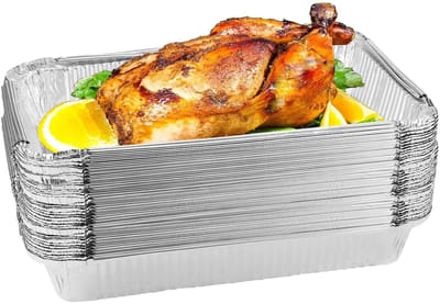 Dailygoods- Aluminium Foliecontainers 25 Pack - 31 x 20 x 5 cm - 2250 ml - Zilver - Geschikt voor BBQ/Koken/Bakken - Temperatuurbestendig tot 500 Fahrenheit - Foliebakken