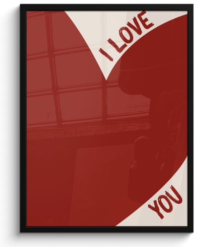 Poster in lijst - Fotolijst 50x70 cm - Posters - Loveyou - Rood - Hart - Posterlijst zwart - Decoratie - Wanddecoratie woonkamer - Muurdecoratie slaapkamer