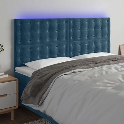 vidaXL - Hoofdbord - LED - 160x5x118/128 - cm - fluweel - donkerblauw