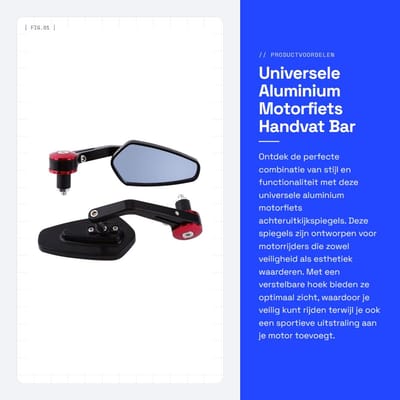Dailygoods- Achteruitkijkspiegel Aluminiumlegering - Verstelbaar - Motorfiets - 7/8 Inch - Zwart/Rood - Elegant Ontwerp - Motorfiets Spiegel