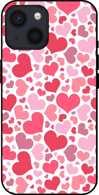 Smartphonica Telefoonhoesje Geschikt voor iPhone 13 Mini met Hartjes Print - Hearts Design TPU Backcover Case - Kinder Hoesje met Hartjes Design geschikt voor iPhone 13 Mini