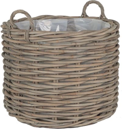 Rotan Plantenmand Greywash - Ø43xH40 cm - Ronde Plantenmand