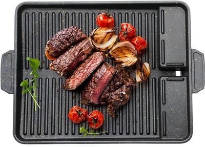 ZRSS® Grillplaat Inductie en Oven - Bakplaat Gietijzer - Anti-aanbak - 37 x 26 cm