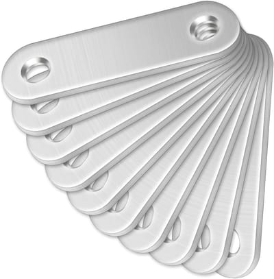 Set van 10 vlakke connectoren van roestvrij staal, perforatieplaat voor metaalbeugels en verbindingselementen, 56 x 16 x 2 mm