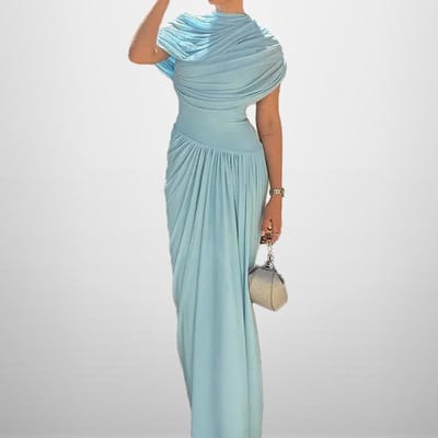 Lente Mode Nieuwe Stijl Elegant en Elegant Taille-sluitend Slankmakend en Geplooid Jurk Lange Jurk S