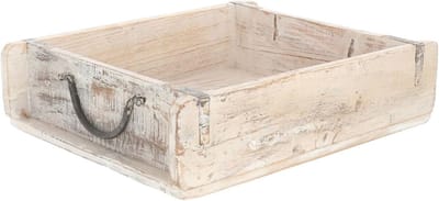 Novaliv houten kist vintage wit 30 x 25 x 8 cm oude baksteenvorm hout grote multifunctionele kist gemaakt van gerecycled oud hout elke vorm is uniek Vintage doosdecoratie