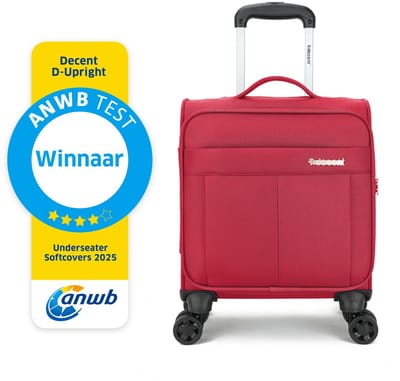 Decent D-Upright Spinner TSA Reiskoffer 29 liter – Underseater ANWB Testwinnaar 2025 - Handbagage koffer 42x32x20cm - Lichtgewicht koffer - Reiskoffer - Veilig TSA Cijferslot – Rood