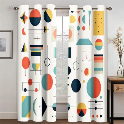 Moderne Minimalistische Stijl Geometrisch Kleur Lijn Patroon Gordijnen Kinderkamer Woonkamer Slaapkamer Keuken Balkon Decor 2 Panelen 70W245H(CM)X2PCS&Grommet Top