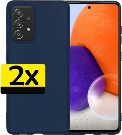 Hoesje - 2 Stuks - Geschikt voor Samsung Galaxy A72 - Sterk & Shockproof - Case Siliconen - Back Cover - Telefoon Hoes - Telefoonhoesjes - Donkerblauw