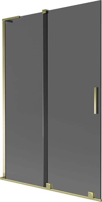 Mexen Velar L badscherm 2-delig schuifbaar 120 x 150 , grafiet, goud - 896-120-003-41-50
