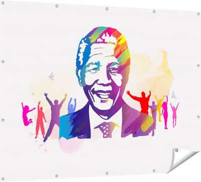 Gards Tuinposter Nelson Mandela - 160x120 cm - Tuindoek - Tuindecoratie - Wanddecoratie buiten - Tuinschilderij