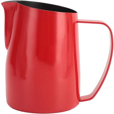 Melkopschuimbeker Professioneel Stijlvol Exquise Schuin Mondstuk Roestvrijstalen Melkopschuimkan Bright Red
