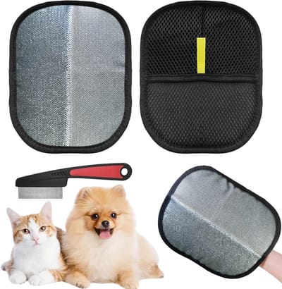 Haarverwijderhandschoenen voor Huisdieren, Set van 2 Herbruikbare Handschoenen met Kam voor Dieren, Ideaal voor Honden en Katten, Effectieve Verzorging en Vachtverwijdering