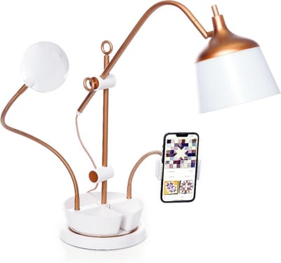 Daylight Anita Bureaulamp E21058 - borduurlamp - dimbare led verlichting - 3 lichtkleuren - 2x vergroting - smartphonehouder