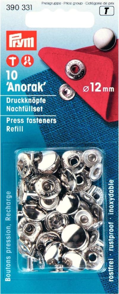 Navullingen naaivrijdrukknoop voor 390330 zilverkleurig 12mm 10 st. - Drukknopen Sport & Camping - Prym