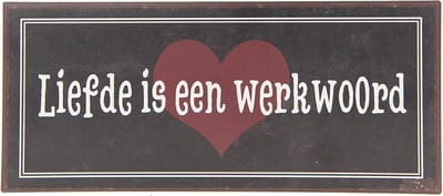 Clayre & Eef Tekstbord 30*13 cm Bruin Metaal Rechthoek Wandbord Quote Bord Spreuk