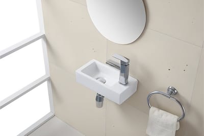 AquaVik Mini Fontein Smäl Rechts 36,5 x 18 x 9 cm Keramiek Mat Wit