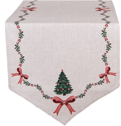 Clayre & Eef Tafelloper 50x160 cm Beige Katoen Kerst