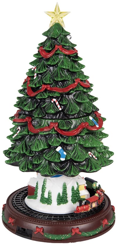 Clayre & Eef Kerstdecoratie met LED-verlichting en muziek Kerstboom Ø 24x46 cm / 3xAA Groen Kunststof