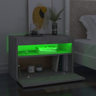 vidaXL - Nachtkastjes - 2 - st - met - LED-verlichting - 60x35x40 - cm - betongrijs