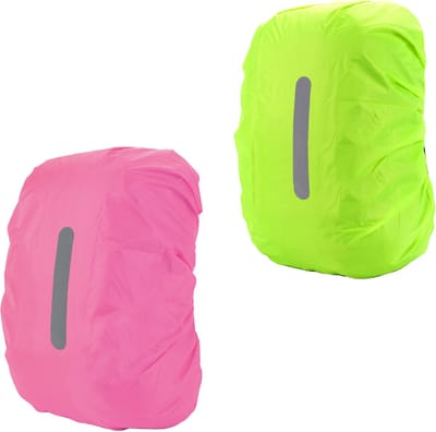 2 Stuks Waterdichte Rugzak Hoes - Reflecterende Regenhoes Backpack - 30 t/m 40 Liter - Roze & Groen - Maat L - Waterdichte Rugzak Cover voor Outdoor Wandelen Rijden Klimmen