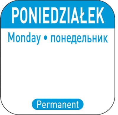 Hendi - Food Safety Etiket - Poniedziałek - Meerdere Talen - 1000 stuks