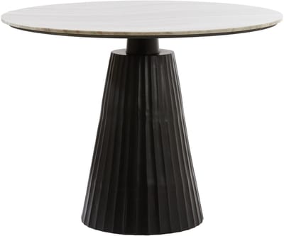 Light & Living Ronde Eettafel Rianne Marmer, 100cm - Taupe/Mat Zwart