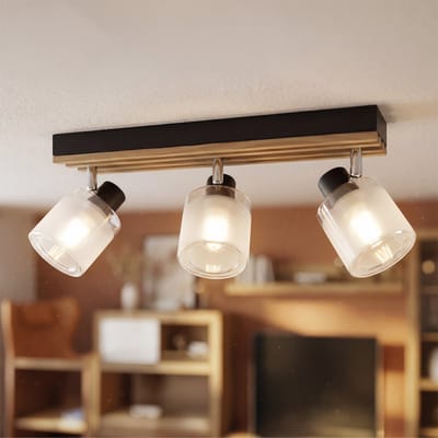 LAMEL - Plafond spot - Wandlamp - 3x E14 Fitting - Hout / Aluminium / Glas - Plafondspot voor Woonkamer,Slaapkamers,Keuken