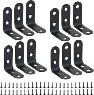 12 Stuks RVS Hoekbeugels 40x40mm – L-vormige Hoeksteunen met Schroeven – Meubelbevestiging