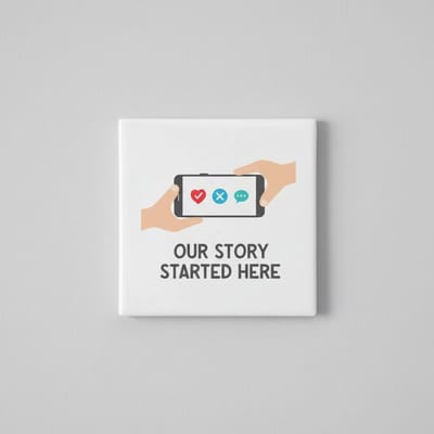 “Our Story Started Here” Romantische Keramische Tegel – 15×15 cm Koppel Cadeau & Moderne Liefde Muurdecoratie