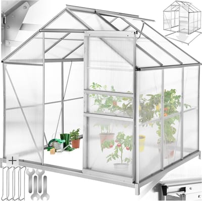 tectake® Broeikas - Tuinkas met fundering - 190x185x195 cm - UV- en Weerbestendig