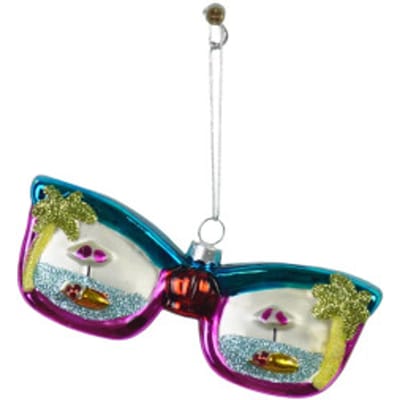 ** Housevitamin Kersthanger Discobal Zonnebril – Multicolor Glas – 13,5x2x4 cm – Trendy Kerst Ornament – Vrolijke Kerstversiering