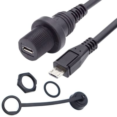 Dailygoody - Micro USB Extension Kabel - Waterproof - Geschikt voor Auto Dashboard - 5Pin Male naar Female - Hoogwaardige Verbinding - Duurzaam -