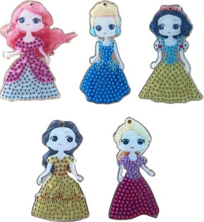 Diamond Painting Volwassenen - Sleutelhanger - Dubbelzijdig - 5 x sleutelhanger - Voor bij je prinsessenjurk - Prinses - 3D Sleutelhanger - Hobby - Kinderen - volledig pakket - Kinderfeestje