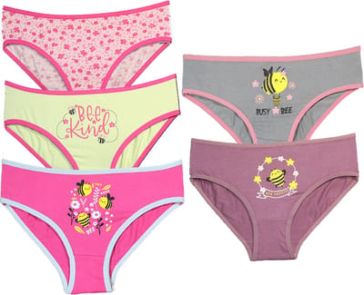 VANILLA – Meisjesondergoed, meisjes slip – 5 pack - Egyptisch katoen – Roze,Groen,Grijs – 8 t/m 10 jaar – Bi4568