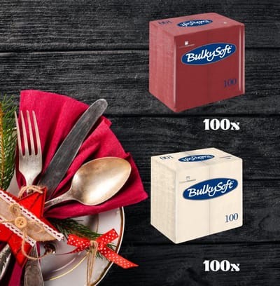 Servetten Bulkysoft Crème en Bordeaux Rood 1/8 Vouw - Servet - Napkins - Napkin - Luxe Servetten - Restaurant - Lunch - Dinner - cellulose - Servetten 2-laags 40x40 cm 1/8 vouw - 200 stuks