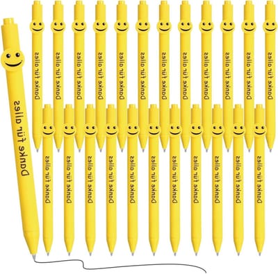 24 Stuks Grappige Gele Pennen als Bedankjes voor Collega's, Leraars en Gastgeschenken, Perfect voor Thanksgiving en Afscheidsmomenten
