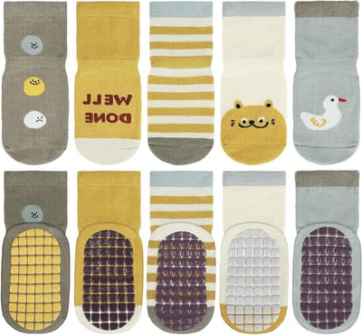 Kleurige antislip baby- en peutersokken van katoen, 5 paar, ideaal voor dagelijks gebruik en sportactiviteiten