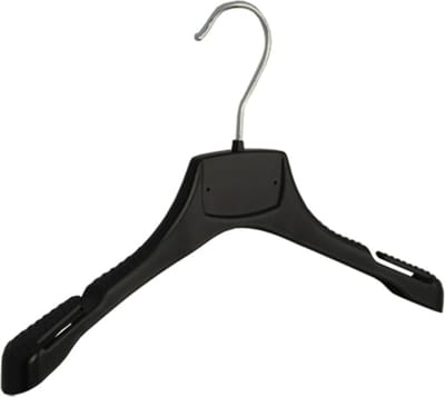 De Kledinghanger Gigant - Mantelhanger - Kostuumhanger - Jassenhanger - Kinderen - MRA32 - 50 Stuks - Kunststof - Zwart - Gebogen Model - Schouderverbreding 2,2 cm - Rokinkepingen - 32 cm - Kinderhanger - Kledinghanger - Kleerhanger - MRA-Serie