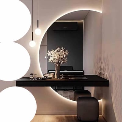 Dimbare Halve Cirkel LED Spiegel 90/100 cm - Slimme Wandspiegel met Achtergrondverlichting en Anti-condens Functie