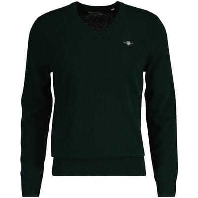 Gant Pullover V-Hals Woolblend Donkergroen - Maat M - Heren - Pullovers