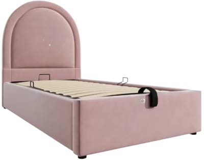 Kinderbed - Kinderbedden - Eenpersoonsbed - Voor Jongens & Meisjes - Eenpersoonsbed met Kosmisch Patroon - Roze Fluweel - Zonder Matras - 90x190