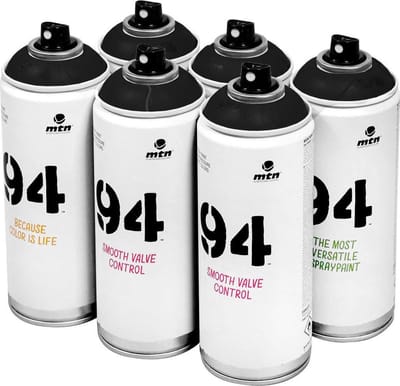 MTN 94 Zwarte spuitverf - 6 stuks - 400ml lage druk en matte afwerking